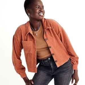 NWOT Madewell Knit Corduroy Crop Shirt Jacket